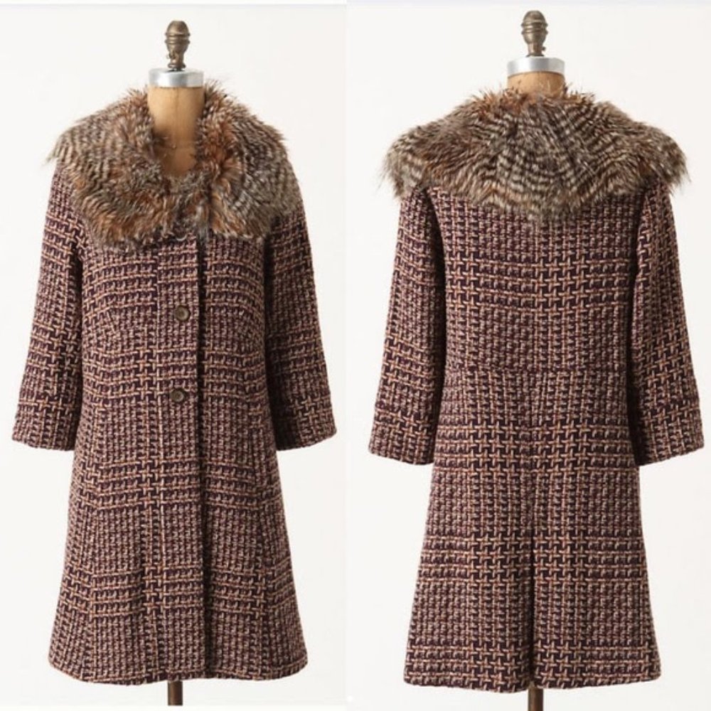 Anthropologie Umbered Houndstooth Coat by Tiny